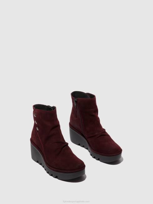 vinho de camurça L02L181 botins com fecho de correr brom344 Fly London mulheres