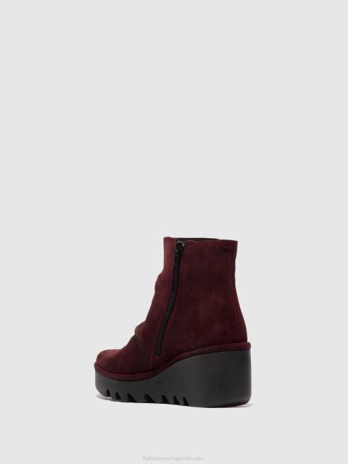 vinho de camurça L02L181 botins com fecho de correr brom344 Fly London mulheres