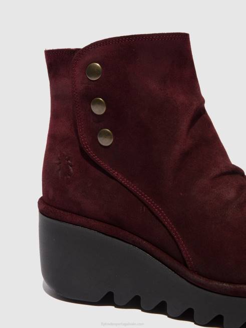 vinho de camurça L02L181 botins com fecho de correr brom344 Fly London mulheres