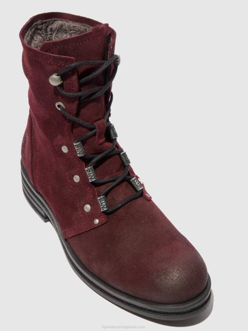 vinho de camurça L02L203 botins com cadarço knot792 Fly London mulheres