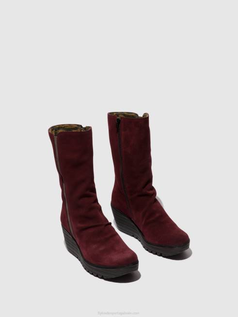 vinho/diesel L02L26 botins com fecho de correr yemy408 Fly London mulheres