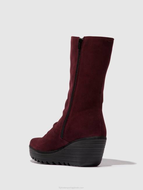 vinho/diesel L02L26 botins com fecho de correr yemy408 Fly London mulheres