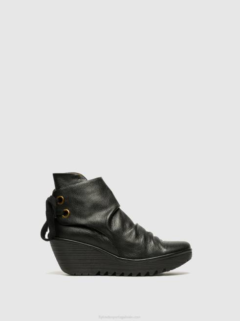 yama preto L02L16 botins de cunha Fly London mulheres