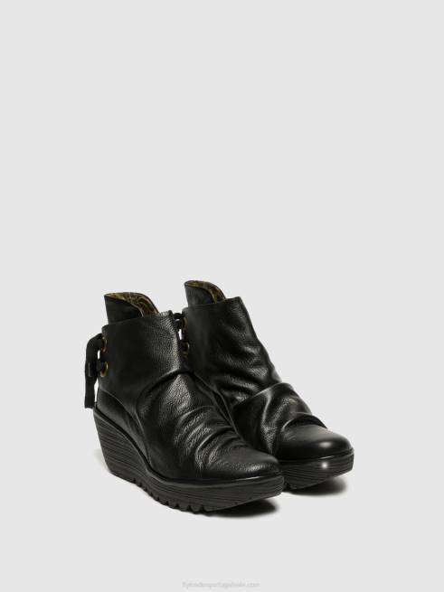 yama preto L02L16 botins de cunha Fly London mulheres