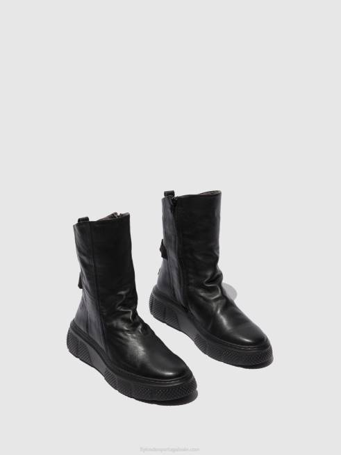 Dublin preto (sola preta) L02L325 botas com zíper esen485 Fly London mulheres