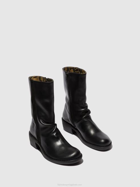 Preto Preto L02L299 botas com zíper mecy092 Fly London mulheres