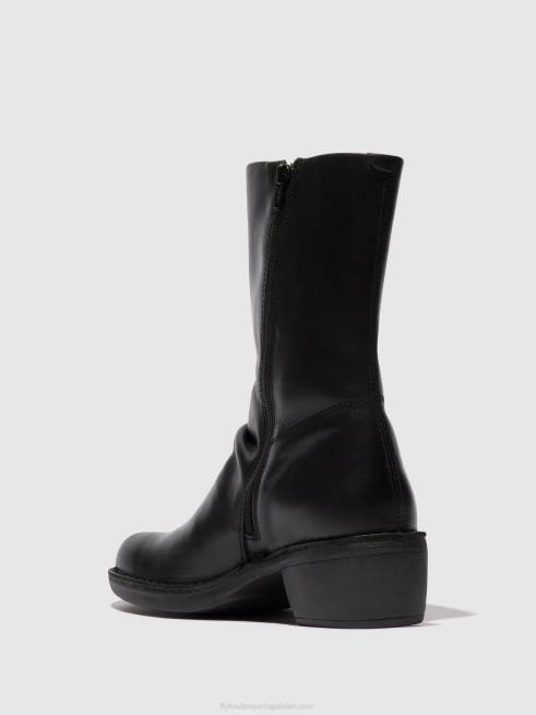 Preto Preto L02L299 botas com zíper mecy092 Fly London mulheres