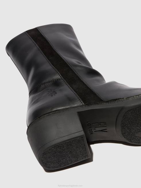 Preto Preto L02L299 botas com zíper mecy092 Fly London mulheres