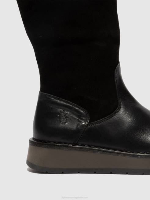 Preto Verde) L02L297 botas com zíper regra083 Fly London mulheres