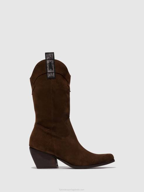 chocolate L02L293 botas com zíper teke906 Fly London mulheres