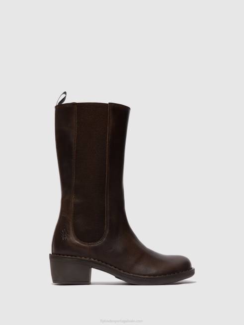 dk. marrom L02L303 botas com zíper mada081 Fly London mulheres