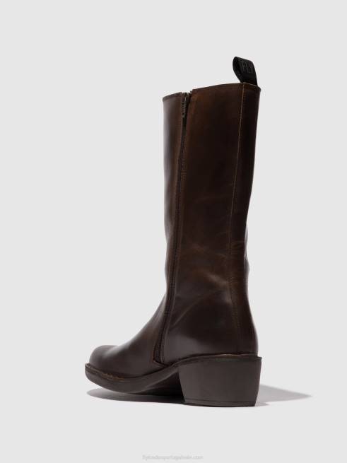 dk. marrom L02L303 botas com zíper mada081 Fly London mulheres