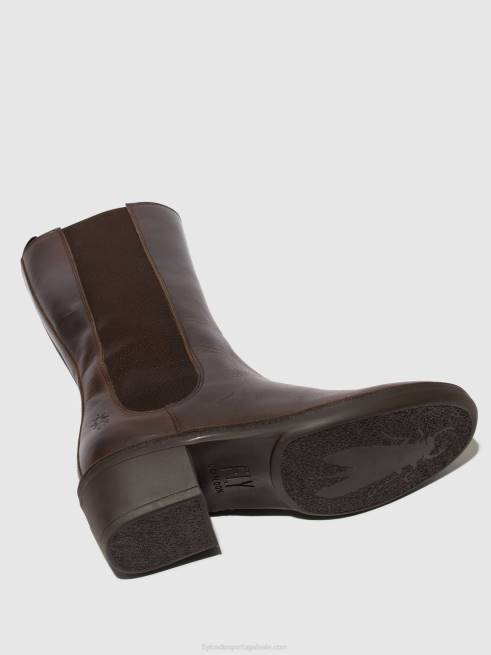 dk. marrom L02L303 botas com zíper mada081 Fly London mulheres