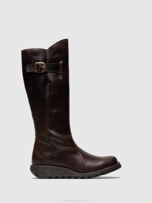 marrom L02L342 botas com zíper mol 2 dk Fly London mulheres