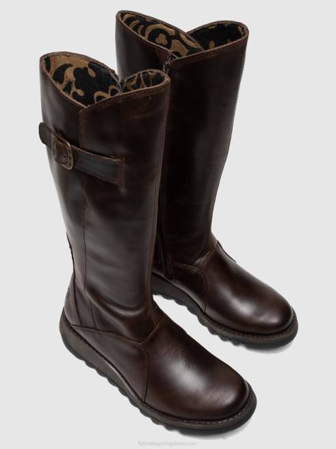 marrom L02L342 botas com zíper mol 2 dk Fly London mulheres