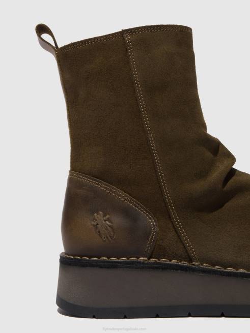 oilsuede/lama de tapete/oliva L02L320 botas com zíper reno053 Fly London mulheres