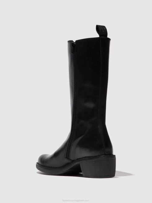 preto L02L307 botas com zíper mada081 Fly London mulheres