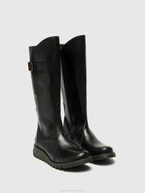 preto L02L353 botas com zíper mol 2 Fly London mulheres