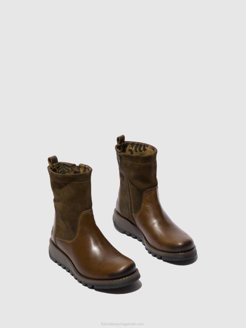 tapete/camurça oleada oliva/lama L02L318 bota sauk794 com zíper Fly London mulheres