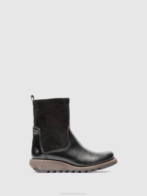 tapete/camurça preta L02L319 bota sauk794 com zíper Fly London mulheres