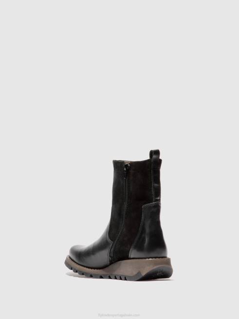 tapete/camurça preta L02L319 bota sauk794 com zíper Fly London mulheres