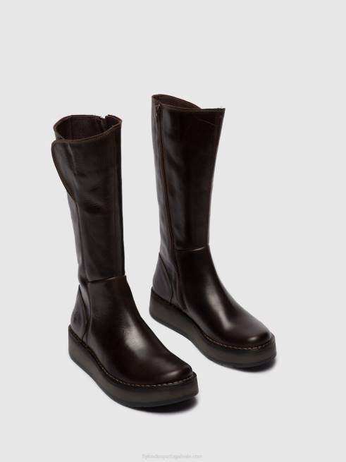 tapete dk. marrom L02L341 botas com zíper rhea042 Fly London mulheres