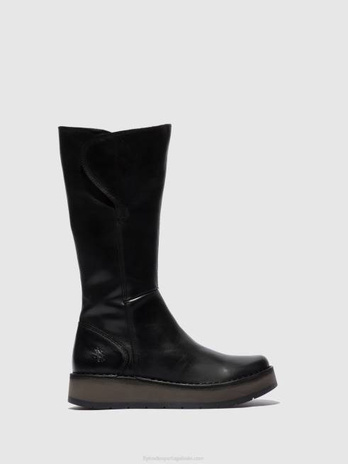 tapete preto L02L339 botas com zíper rhea042 Fly London mulheres
