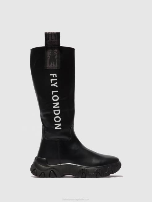 tunder black L02L312 botas com zíper febe886 Fly London mulheres