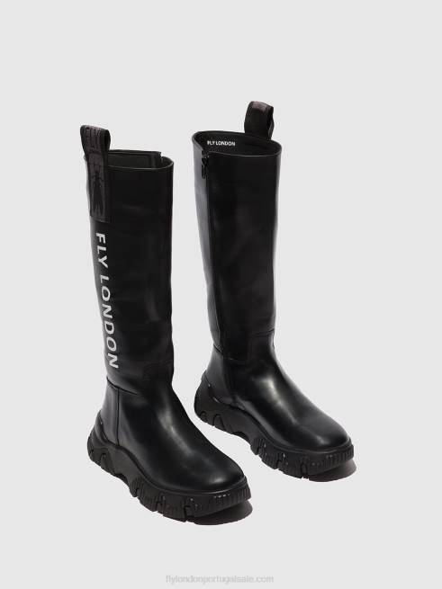 tunder black L02L312 botas com zíper febe886 Fly London mulheres