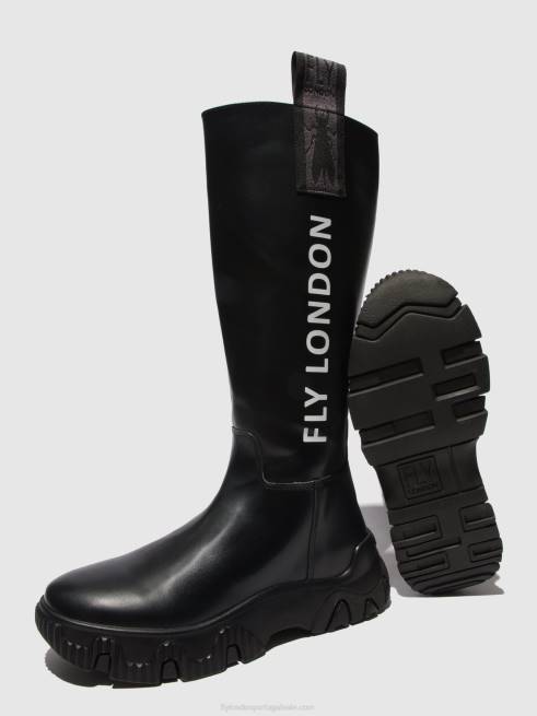 tunder black L02L312 botas com zíper febe886 Fly London mulheres