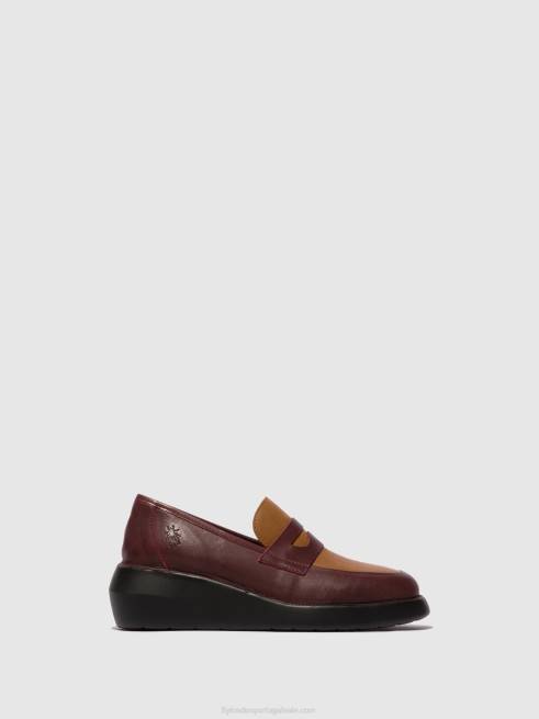bordeaux/cuoio L02L677 mocassins sapatos blar513 Fly London mulheres