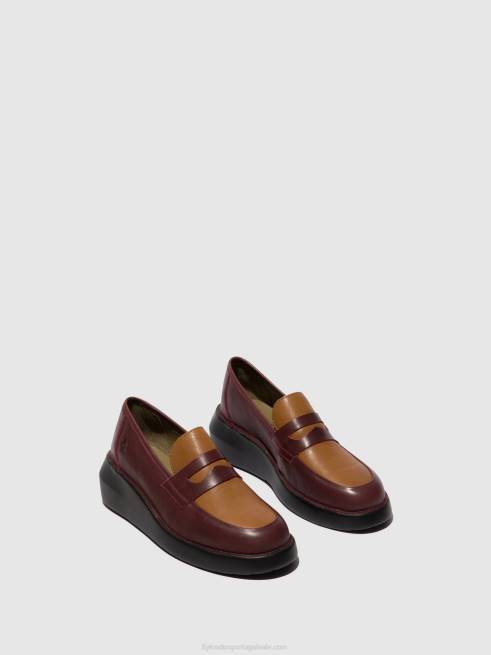 bordeaux/cuoio L02L677 mocassins sapatos blar513 Fly London mulheres