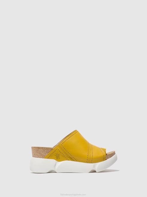 amarelo brilhante L02L381 mules abertos sive866 Fly London mulheres