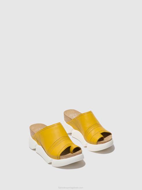 amarelo brilhante L02L381 mules abertos sive866 Fly London mulheres