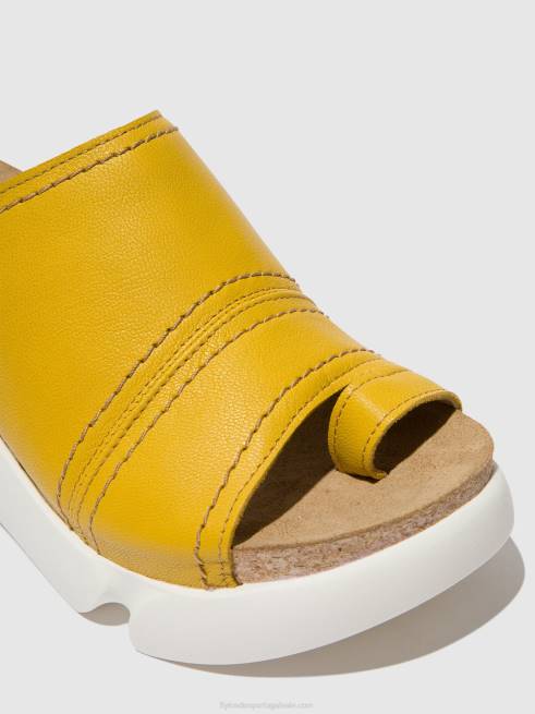 amarelo brilhante L02L381 mules abertos sive866 Fly London mulheres