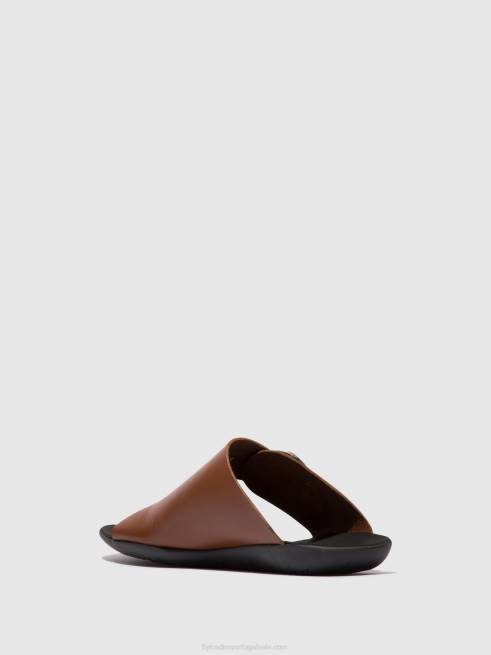 conhaque L02L382 mules abertos mica758 Fly London mulheres