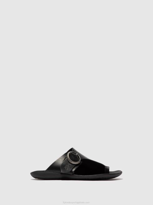 freio preto L02L384 mules abertos mica758 Fly London mulheres