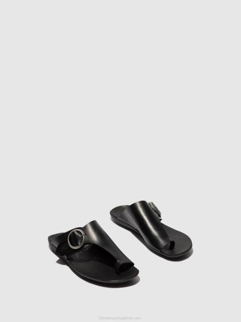 freio preto L02L384 mules abertos mica758 Fly London mulheres