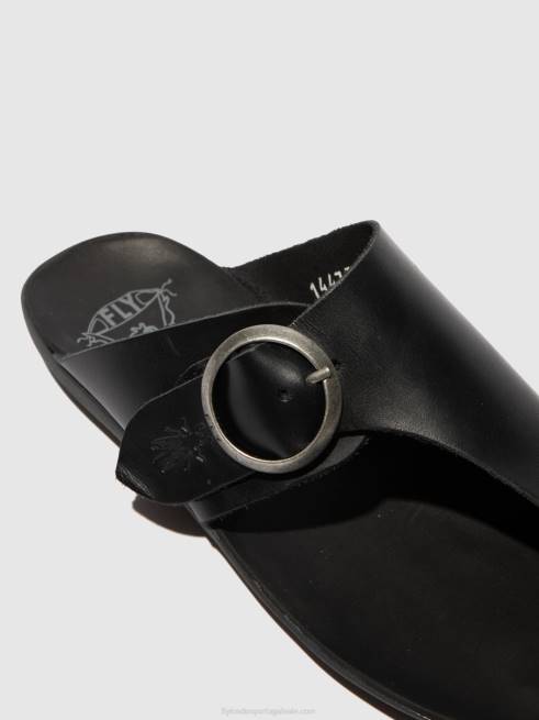 freio preto L02L384 mules abertos mica758 Fly London mulheres