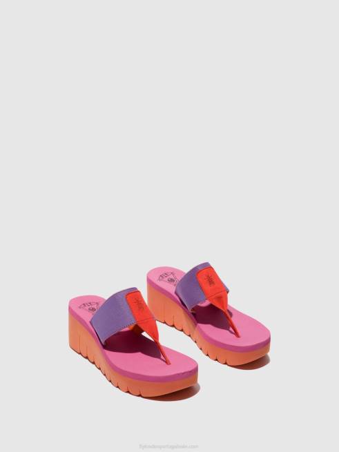 laranja/violeta (rosa) L02L360 mules sem cadarço yomu725 Fly London mulheres