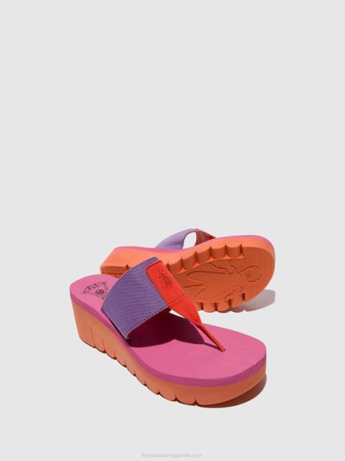 laranja/violeta (rosa) L02L360 mules sem cadarço yomu725 Fly London mulheres