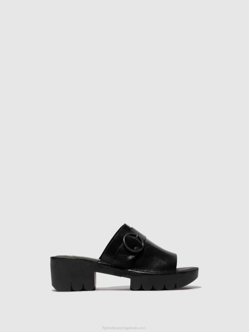 preto L02L370 mules fivela eple519 Fly London mulheres