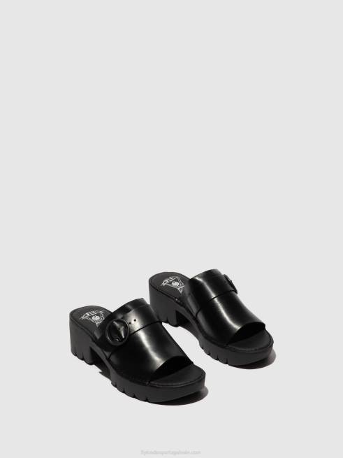 preto L02L370 mules fivela eple519 Fly London mulheres