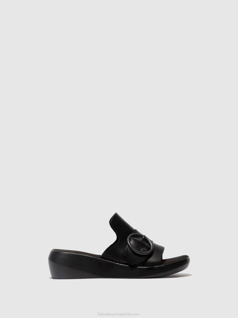 preto L02L378 mules de fivela beyd925 Fly London mulheres