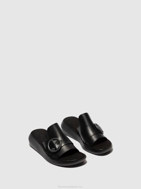 preto L02L378 mules de fivela beyd925 Fly London mulheres