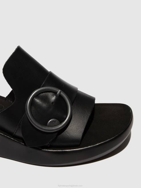 preto L02L378 mules de fivela beyd925 Fly London mulheres