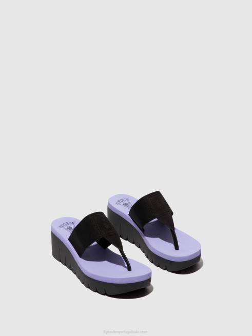 preto (viola) L02L361 mules sem cadarço yomu725 Fly London mulheres