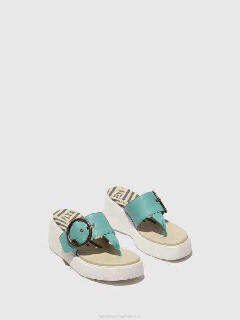 turquesa L02L375 mules fivela dafi938 Fly London mulheres