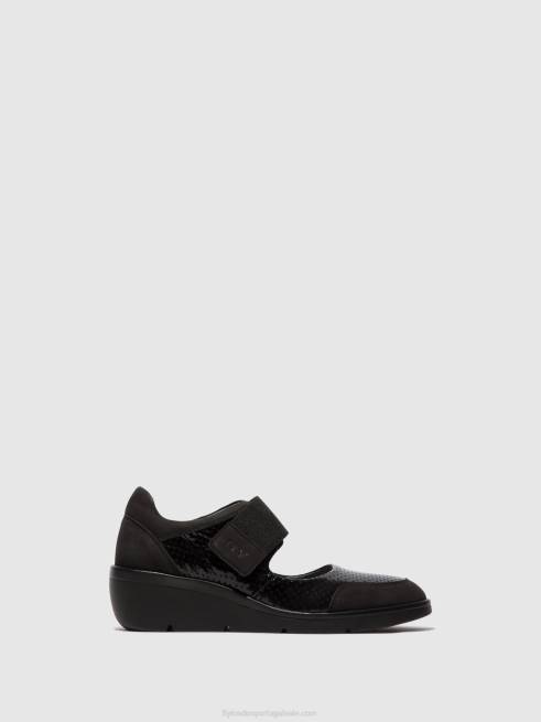 preto L02L624 sapatos de velcro naje583 Fly London mulheres