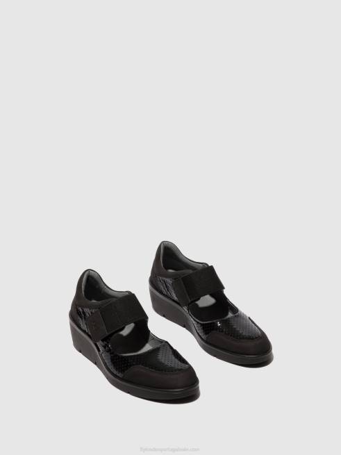 preto L02L624 sapatos de velcro naje583 Fly London mulheres